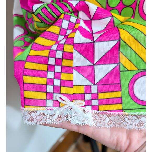 Accentuette Pink/Green/Yellow/White Mod Print Half Slip - Picture 7 of 8